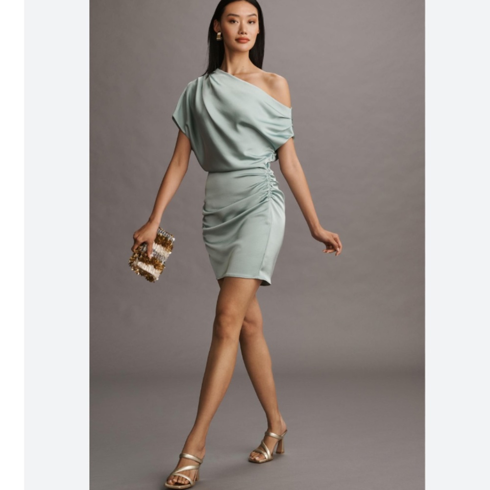 Brand New MISHA OFF-THE-SHOULDER SLIM RUCHED MINI DRESS